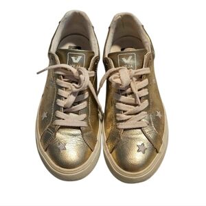 Madewell x Veja Esplar Low Gold Leather Star-Embroidered Sneakers Women's Size 7
